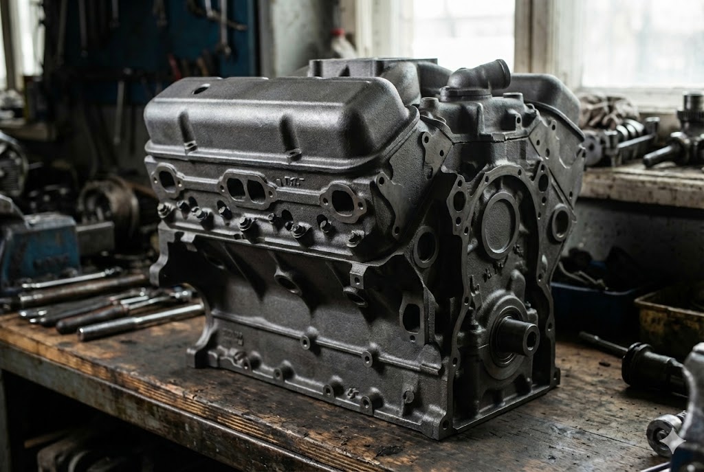 Engine block after laser cleaning, no warping or media residue